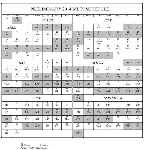 2014 Mets schedule released - Mets Blog- ESPN