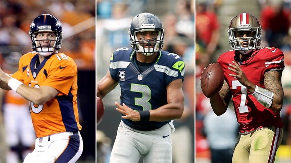 Peyton Manning, Russell Wilson, Colin Kaepernick