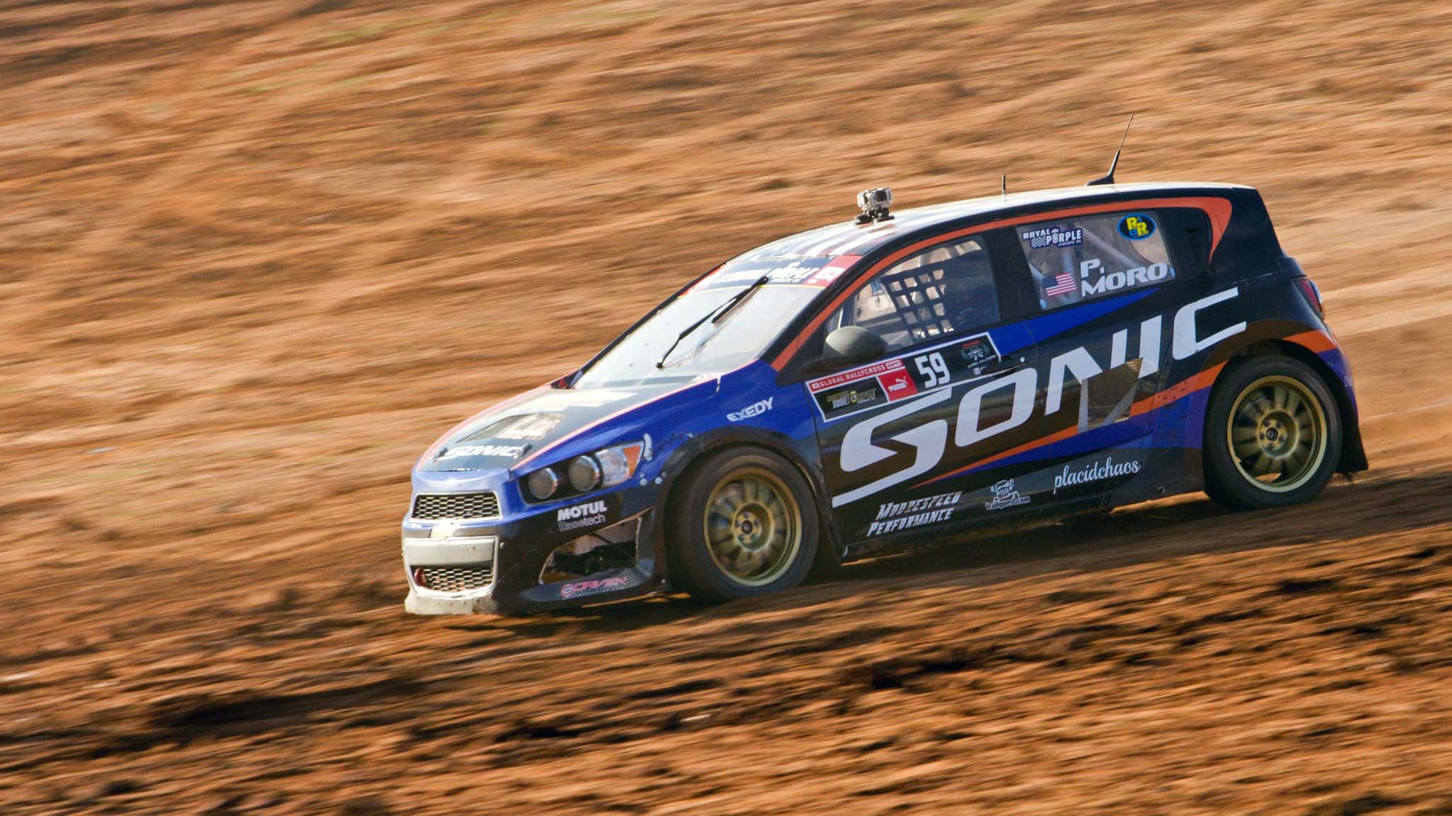 Pat Moro drove the Chevy Sonic in its GRC debut Sunday at Charlotte Motor S...