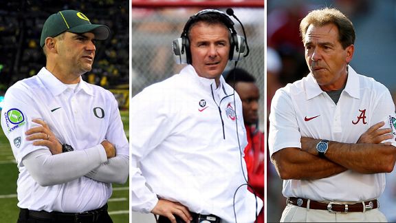 Mark Helfrich, Urban Meyer, Nick Saban
