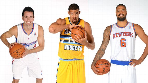 J.J. Redick, JaVale McGee and Tyson Chandler