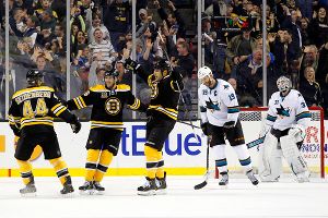David Krejci, Dennis Seidenberg, Milan Lucic, Joe Thornton, Antti Niemi