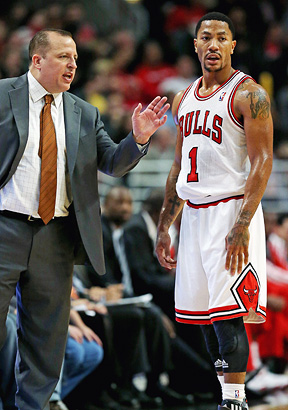 Tom Thibodeau and Derrick Rose