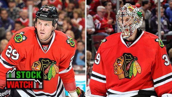 Bryan Bickell and Nikolai Khabibulin