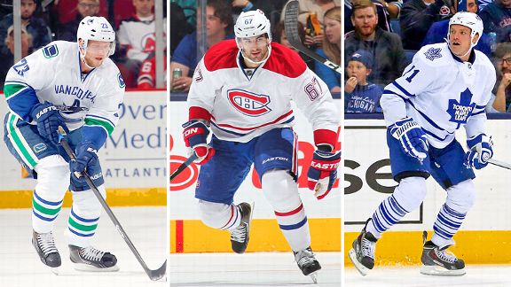 Alexander Edler, Max Pacioretty and David Clarkson
