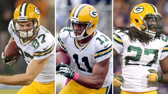 Jordy Nelson, Jarrett Boykin and Eddie Lacy