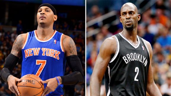 Carmelo Anthony and Kevin Garnett