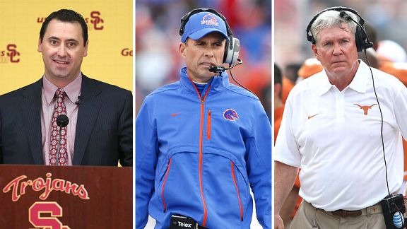Steve Sarkisian, Chris Petersen and Mack Brown