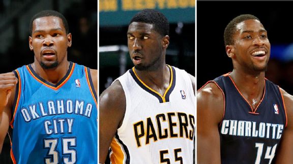 Kevin Durant, Roy Hibbert and Michael Kidd-Gilchrist