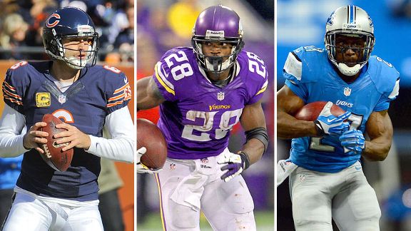 Jay Cutler, Adrian Peterson and Reggie Bush