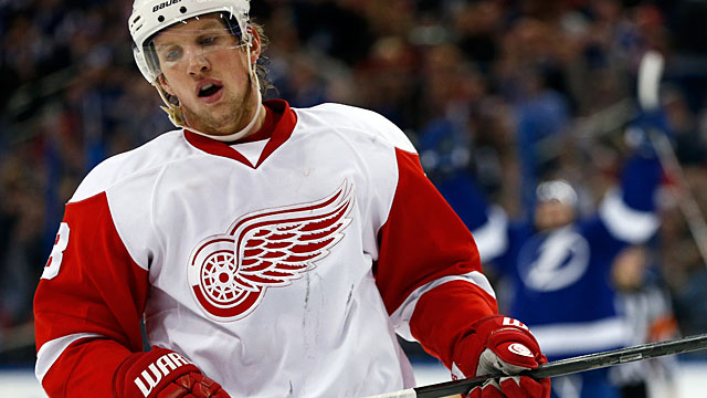 Detroit Red Wings' Brendan Shanahan celebrates after Pavel Datsyuk's  game-winning goal against the Chicago Blackhawks during the overtime period  on December 23, 2005 in Chicago. The Red Wings won 3-2 in overtime. (