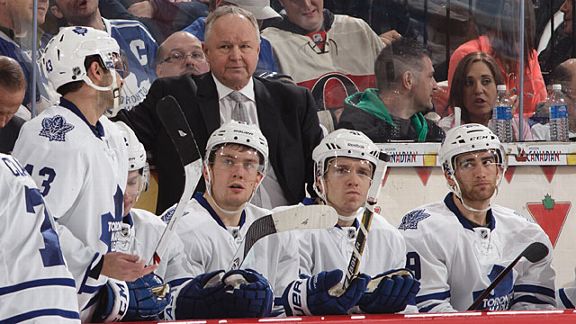 Head coach Randy Carlyle of the Toronto Maple Leafs