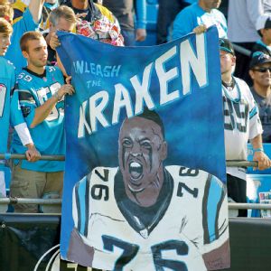 Carolina Panthers fans with 'Kraken' banner