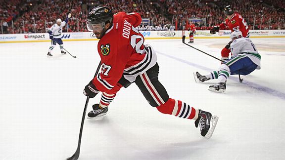Johnny Oduya #27 of the Chicago Blackhawks