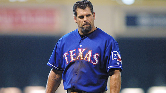Ken Caminiti of the Texas Rangers reacts to the play during the game against the Houston Astros at Enron Field in Houston, Texas. The Astros defeated the Rangers 2-1.