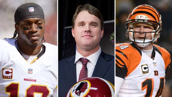 Robert Griffin III, Jay Gruden and Andy Dalton