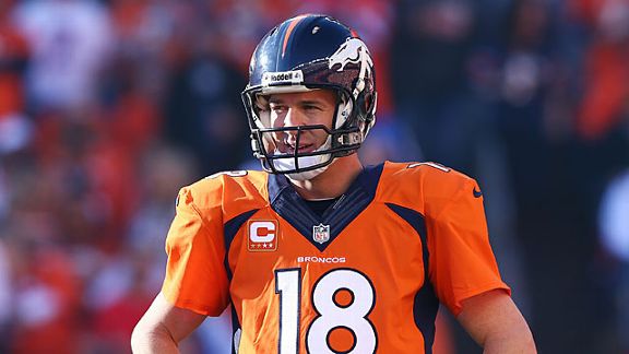 Peyton Manning #18 of the Denver Broncos