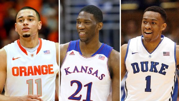 Tyler Ennis, Joel Embiid, and Jabari Parker