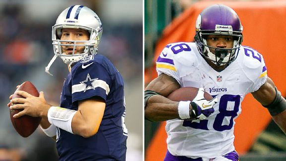 Tony Romo and Adrian Peterson