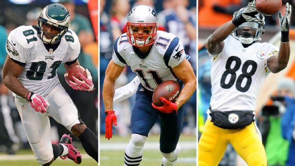 Jason Avant, Julian Edelman, and Emmanuel Sanders