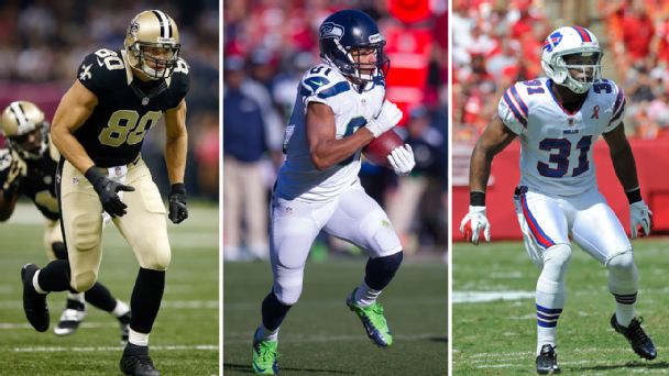 Jimmy Graham, Golden Tate and Jairus Byrd