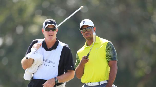 Joe LaCava and Tiger Woods