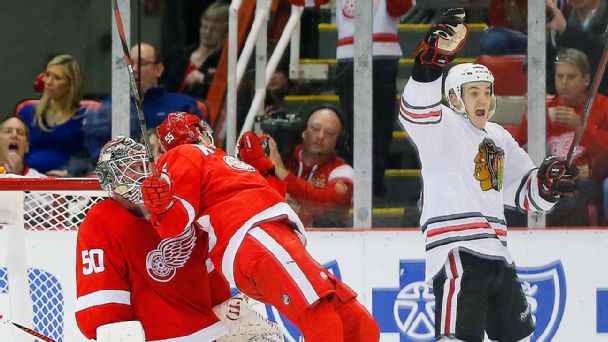Andrew Shaw, Patrick Sharp, Jonas Gustavsson