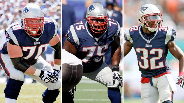 Logan Mankins, Vince Wilfork, and Devin McCourty