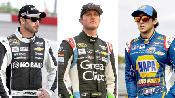 Jimmie Johnson, Kasey Kahne and Chase Elliott