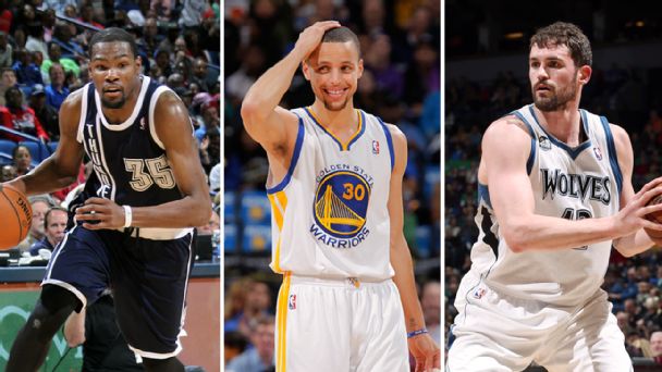 Kevin Durant, Stephen Curry, Kevin Love