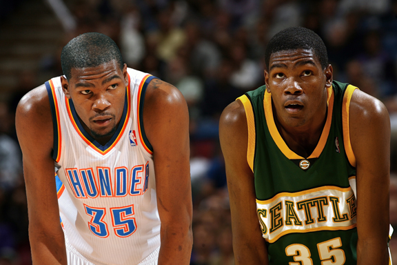 Kevin Durant of the Oklahoma City Thunder, then and now