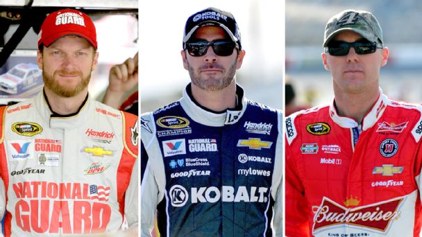 Dale Earnhardt Jr., Jimmie Johnson and Kevin Harvick