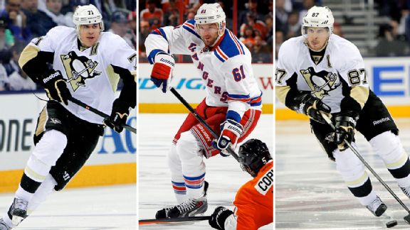 Evgeni Malkin, Rick Nash, and Sidney Crosby