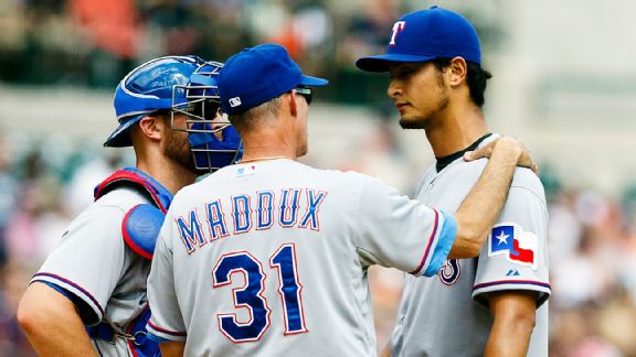 Mike Maddux, Yu Darvish, Chris Gimenez