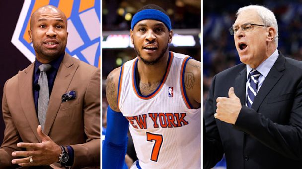 Derek Fisher, Carmelo Anthony & Phil Jackson