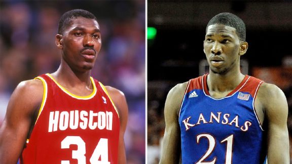 Hakeem Olajuwon and Joel Embiid