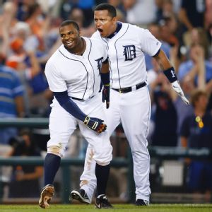 Rajai Davis and Miguel Cabrera