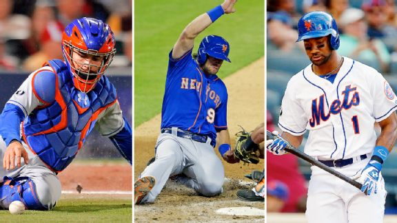 Travis d'Arnaud, Kirk Nieuwenhuis, and Chris Young