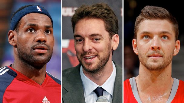 LeBron James, Pau Gasol, and Chandler Parsons