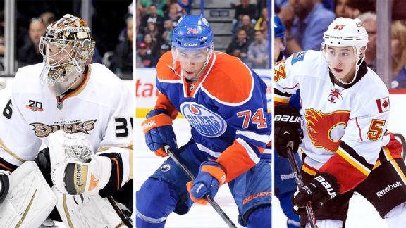 John Gibson, Darnell Nurse, and Johnny Gaudreau