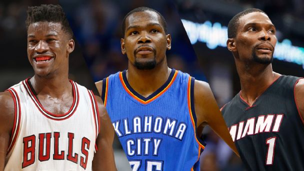 Jimmy Butler, Kevin Durant, and Chris Bosh