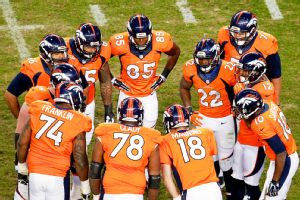Peyton Manning, Ryan Clady, Orlando Franklin, Virgil Green, C.J. Anderson