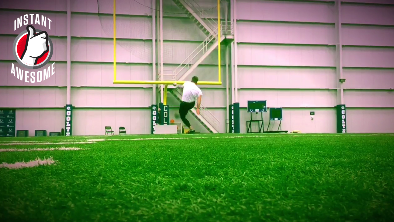 Watch Pat McAfee kick a soccer ball at nearrecord speeds ESPN