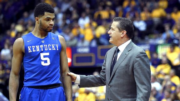 Andrew Harrison and John Calipari