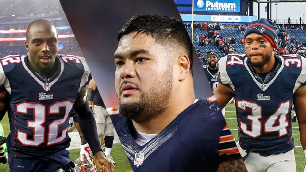 Devin McCourty, Stephen Paea and Shane Vereen