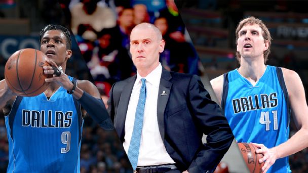 Rajon Rondo, Rick Carlisle and Dirk Nowitzki