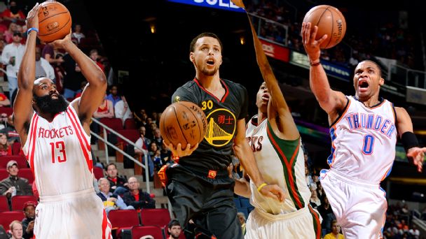 James Harden, Stephen Curry and Russell Westbrook