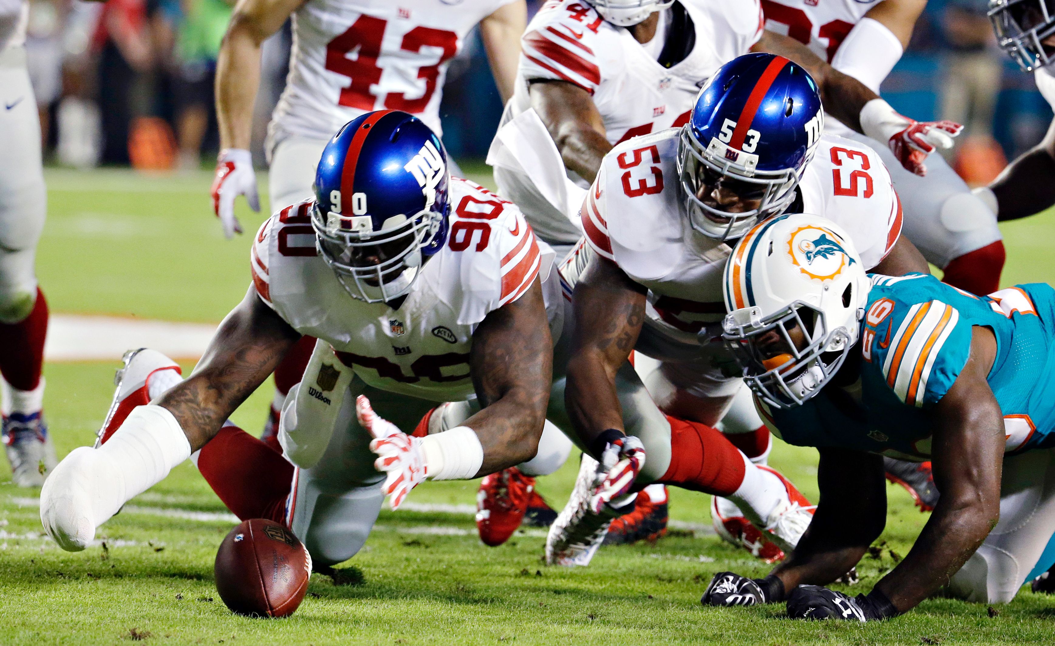 Giants Fumble Recovery Photos Giants vs. Dolphins ESPN