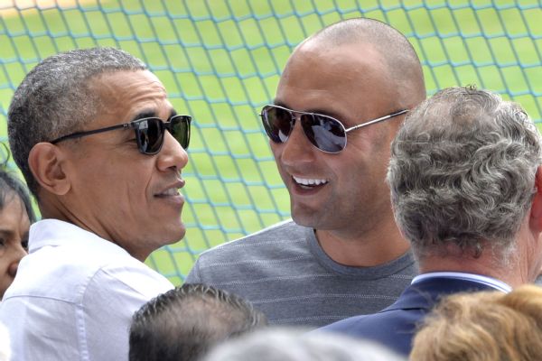 Derek Jeter and U.S. President Barack Obama