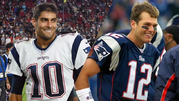 Jimmy Garoppolo & Tom Brady - Photos: Patriots vs. Broncos in AFC  Championship - ESPN